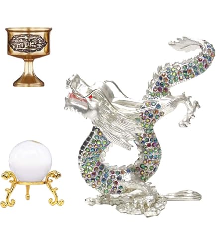 五爪龍 置物本水晶 銅製風水 開運 金運 骨董 インテリアアンティーク